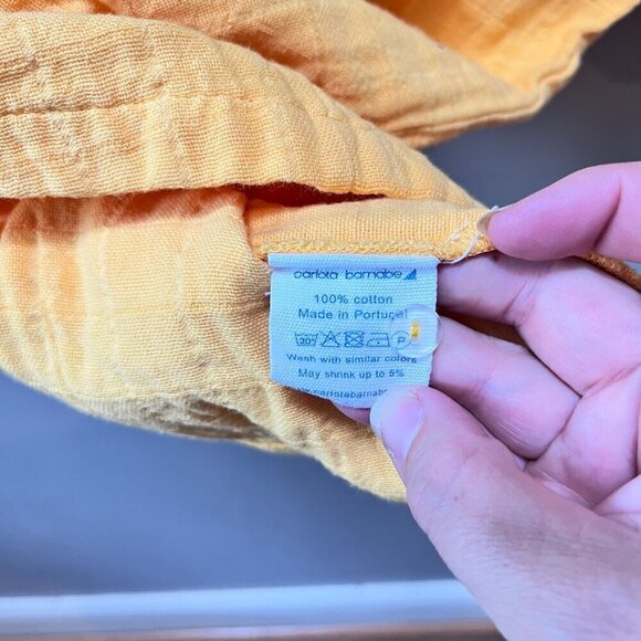 Carlota Barnabe 100% Cotton Yellow Short Sleeve Button-Up Shirt- Girls sz. 12y - Picture 4 of 4